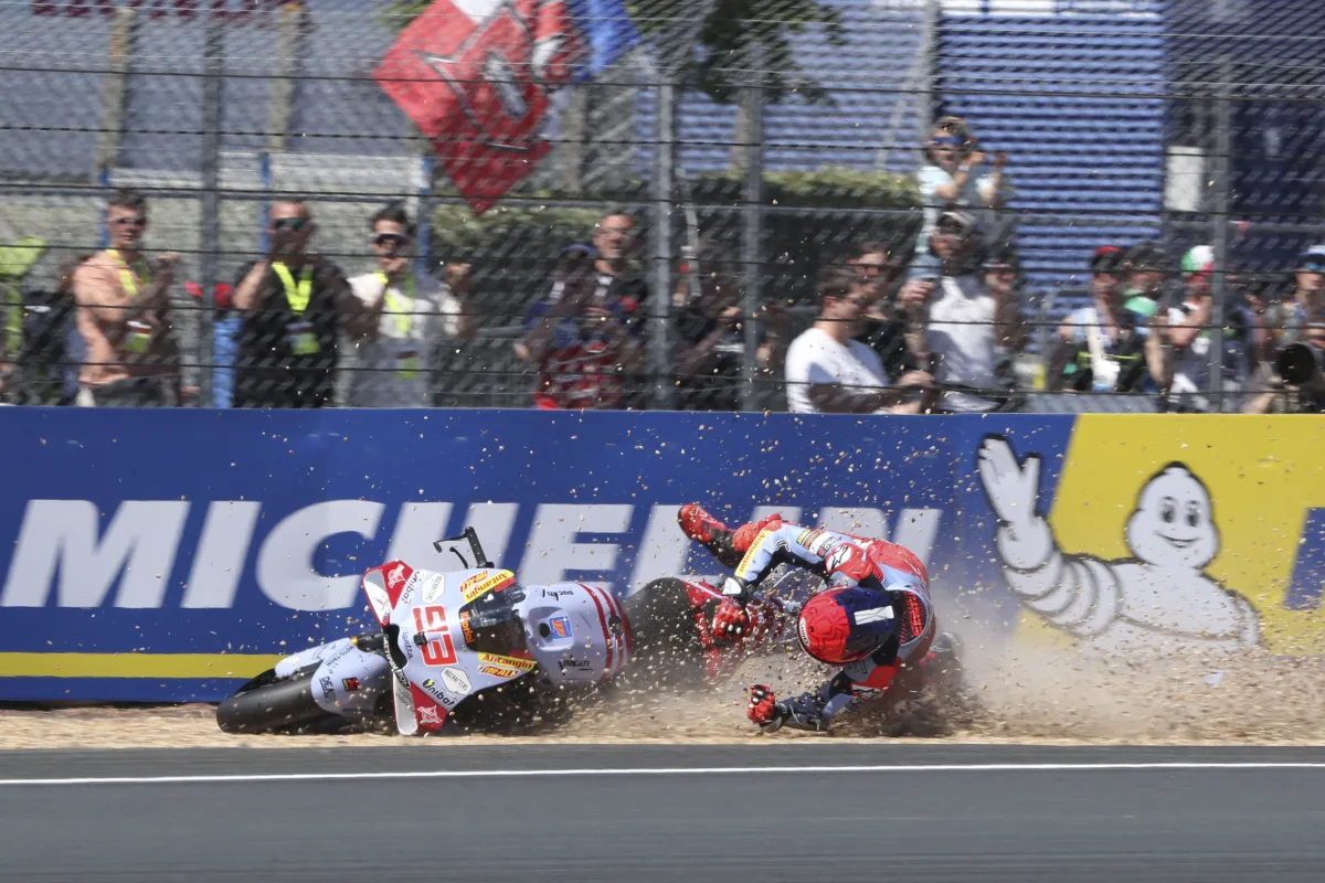 marc-marquez-tersungkur-di-kualifikasi-1-motogp-le-mans,-jorge-martin-dan-pecco-ngacir