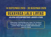 Rekayasa Lalu Lintas Pembangunan Tol Harbour Road di Jakarta Utara, Sampai 30 Desember 2024!